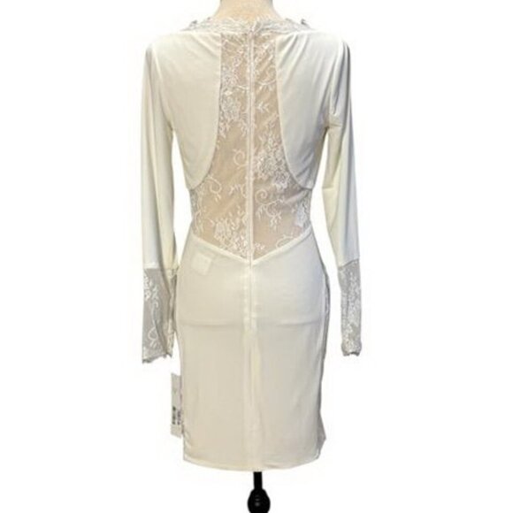 JVN by Jovani Ivory Lace Jersey Mini Dress - Picture 3 of 3